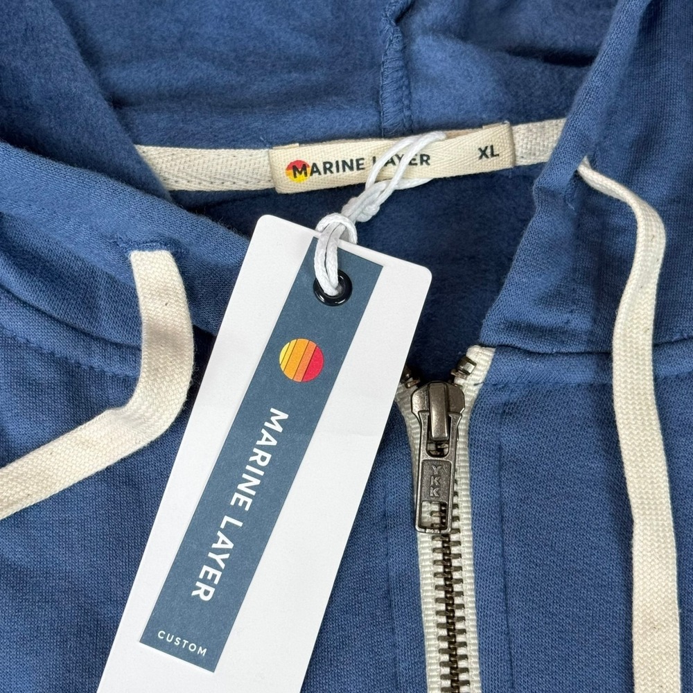 Marine Layer Afternoon Full Zip Hoodie Mens XL Faded Navy Blue $98 USA New NWT - Picture 3 of 7